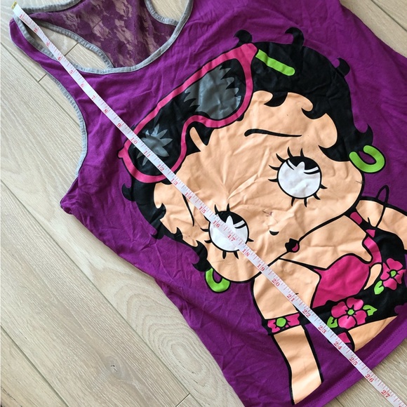 Betty Boop Purple Lace Detail Tank Top - Picture 6 of 8